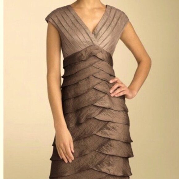 Adrianna Papell | Mother of the Bride Tiered Ruffle Maxi Dress Gown Navy Plus 14 - Picture 2 of 11